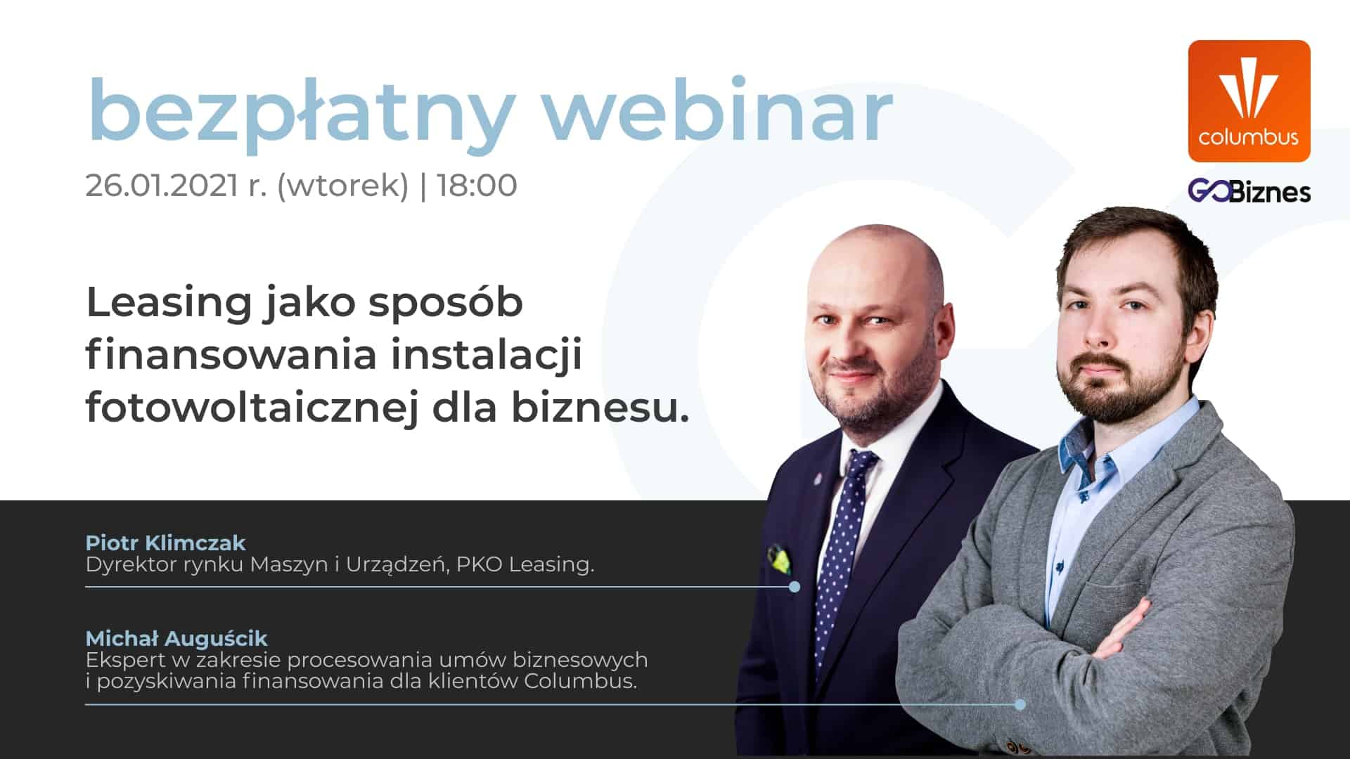 Webinar – Leasing jako sposób finansowania instalacji fotowoltaicznej